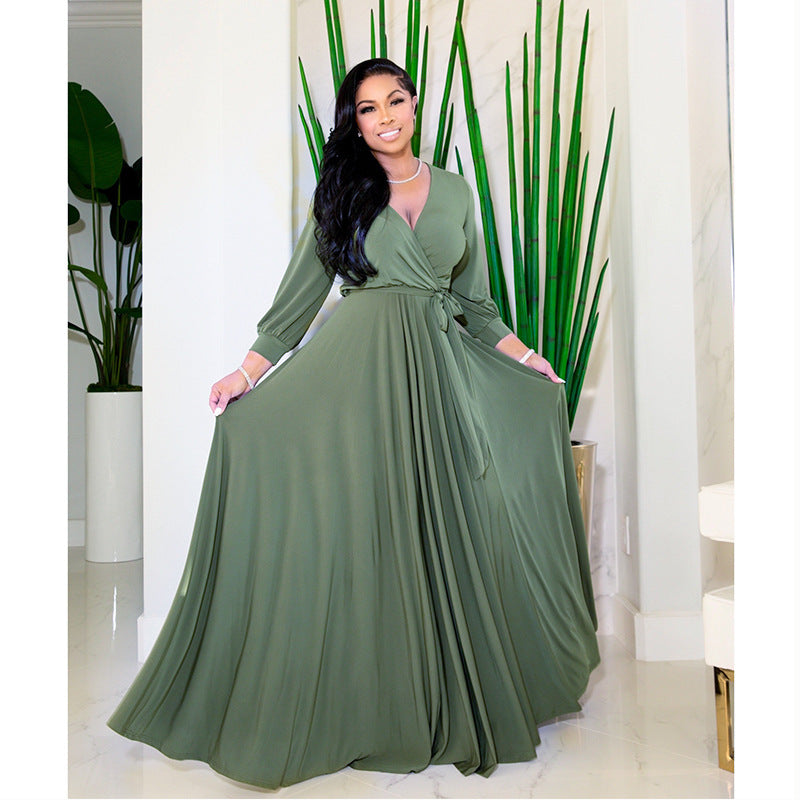 Long Sleeve Plus Size Dress Women's Autumn Mature Fat Sister Design Sense