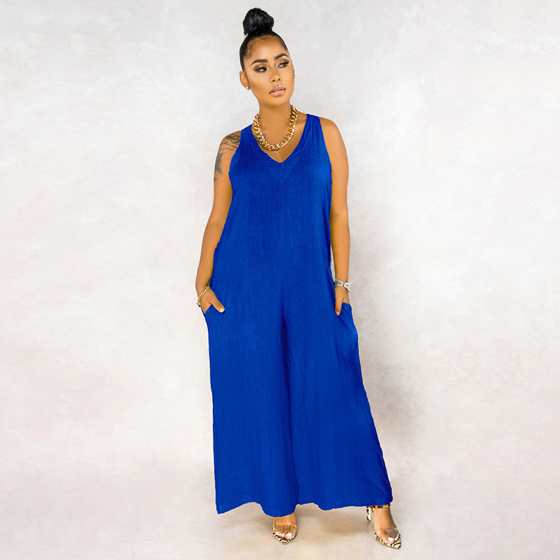 Loose tie casual jumpsuit