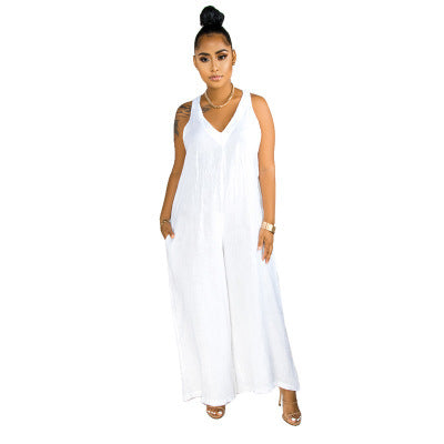 Loose tie casual jumpsuit