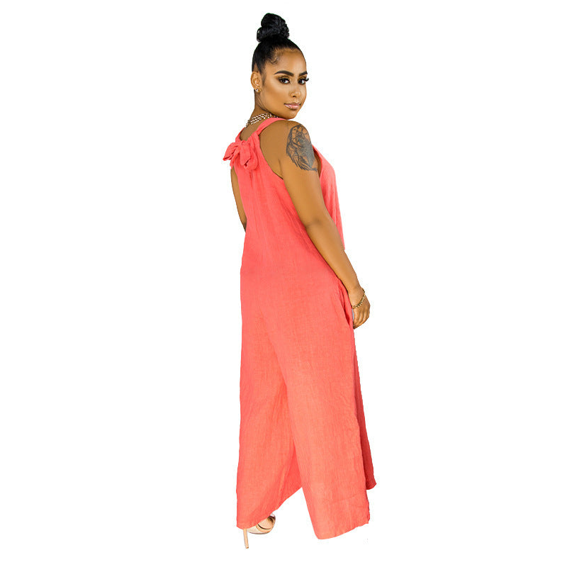 Loose tie casual jumpsuit