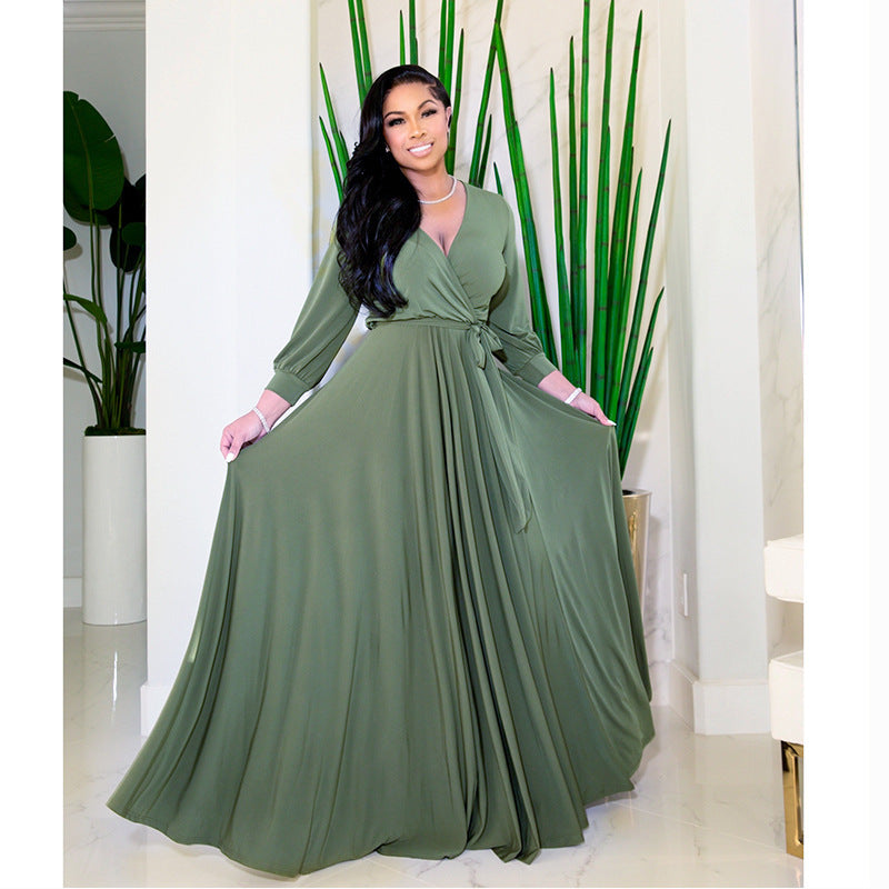 Long Sleeve Plus Size Dress Women's Autumn Mature Fat Sister Design Sense